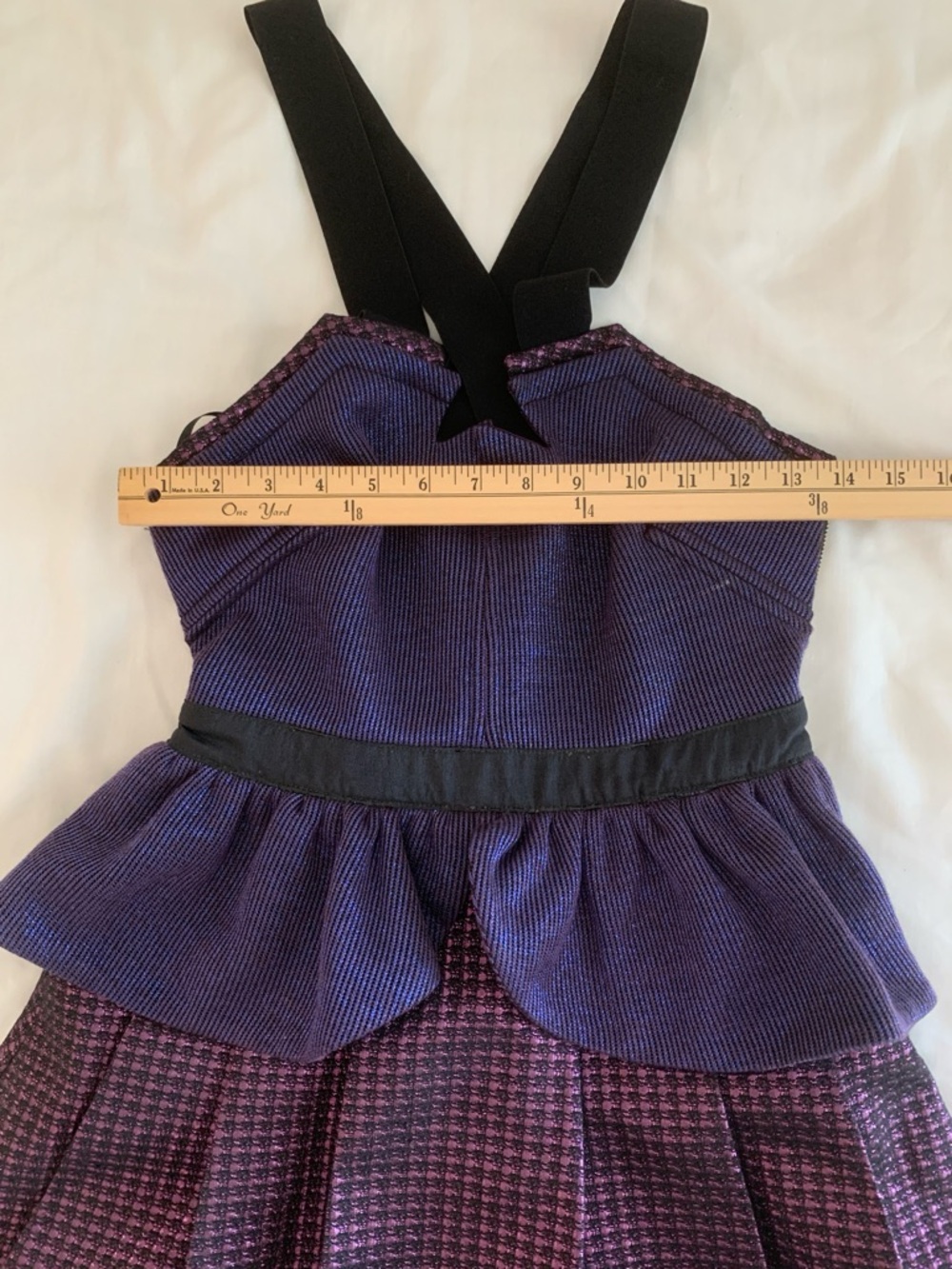 NWT Three Floor Metallic Purple Mini Dress EU 8 US 4 Peplum Lurex - Picture 6 of 10